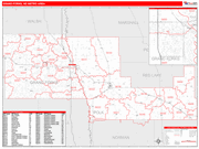 Grand Forks Metro Area Wall Map Red Line Style